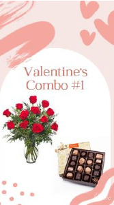Valentine's Combo #1 Dozen Red Roses with Large Box of Chocolates