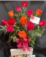 Valentines 2026 Combo  Dozen Assorted Roses in Vase with Box of 6 Truffles