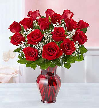 Beautiful 18 Red Roses Arranged in Vase