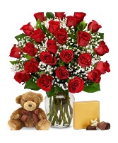 VALENTINE'S DAY CUPID SPECIAL ROSES, CANDY & STUFFED BEAR in Warner Robins, Georgia | The Flower Truck