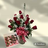 Valentine's Day Dozen Roses with Chocolates Specia 