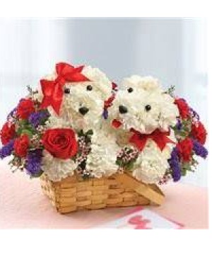  Valentine's Day Puppy Love Basket Arrangement