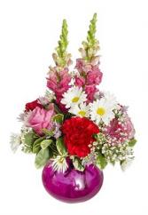 Valentine's Day Roly Poly Vase Arrangement