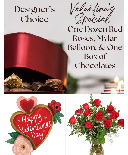 Valentine's Day Special (Roses, Mylar, Chocolates) Roses