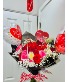 Valentines design with chocolate and Balloon Roses bouquet