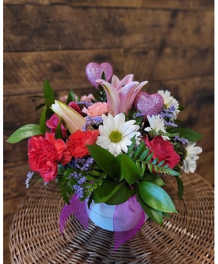 valentine's hatboxes  mixed florals 
