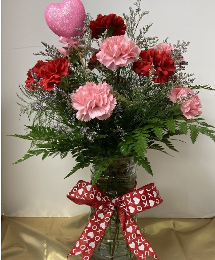 Valentine's One Dozen Carnations Fresh Arrangement