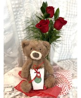 Valentine's Package 1 Fresh vase, plush bear and Hershey Kisses in Glenfield, New York | LISK'S FLORAL
