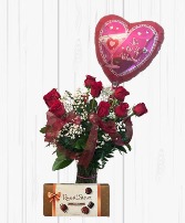 Valentine's Package #2 Valentine's Day Arrangement with Chocolate