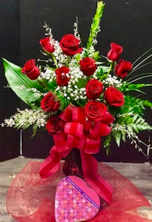 Valentine's Special Dozen Premium Red Roses & Chocolates