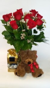 My Sweet Valentine Roses, Chocolates and a Teddy