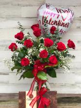 Valentine's Special Vase Candy and Balloon