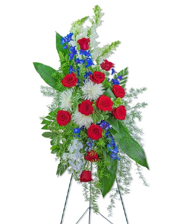 Valiant Honor Standing Spray Sympathy in Nevada, IA | Flower Bed