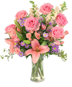 Rose'S Blush Vase Arrangement In Greenfield, Ma - Floral Affairs