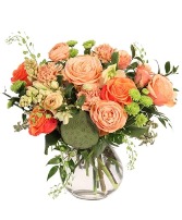 Roses Vase Arrangement - Mixed Peach 