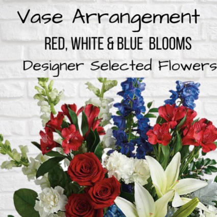 Vase Arrangement- Red, White & Blue