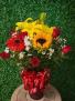 Vase Arrangement with Roses & Sunflower 