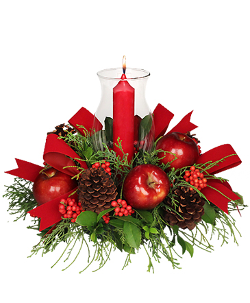 VELVETY RED CENTERPIECE Holiday Arrangement in Salado, TX | The Flower Shop