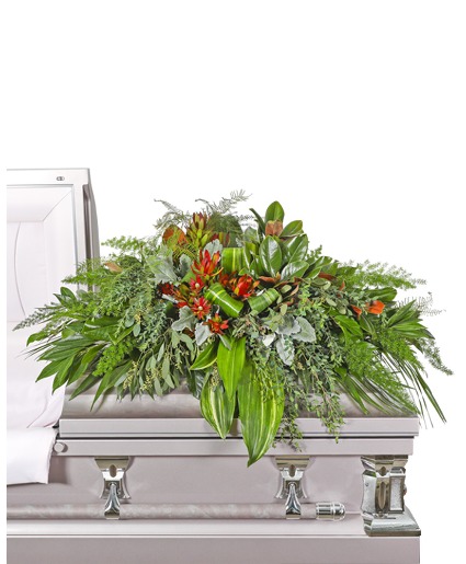 Verdant Farewell Casket Spray Sympathy Arrangement