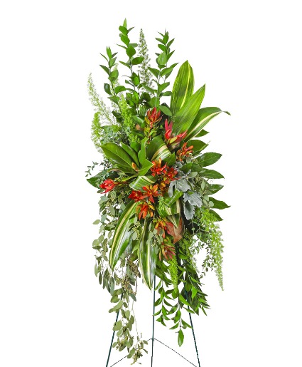 Verdant Farewell Standing Spray Sympathy Arrangement