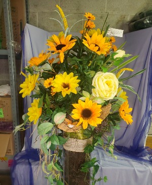 Very Large Sunflower Vase w/ Greenery 40" Silk Flower Arrangement