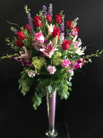 Special custom arrangement in trumpet vase