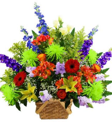 Vibrant Farewell Basket Sympathy Arrangement