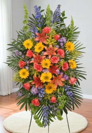 VIBRANT FLORAL EXPRESSION Standing Funeral Spray