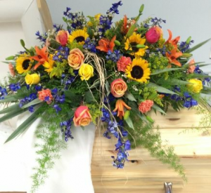 Vibrant Mix with Sunflowers Casket Spray 