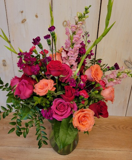Vibrant Roses Arrangement in a vase