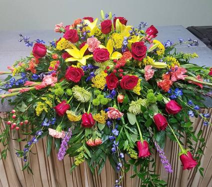 Vibrant Sendoff Casket Spray