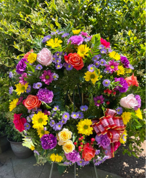 Vibrant Standing Spray Tribute  Funeral 
