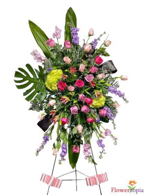 Vibrant Tribute Sympathy Standing Spray