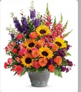 Vibrant Urn Funeral Flowers