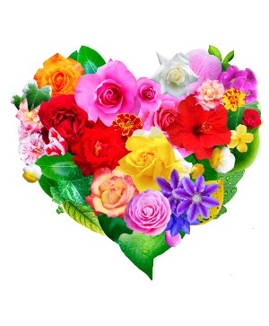 Vibrant Valentines Heart shaped mix flower Bouquet