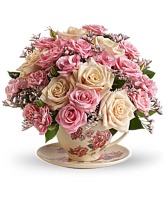 Victorian Teacup Bouquet assorted flowers