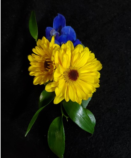 Viking Daisies and Delphenium Boutonniere