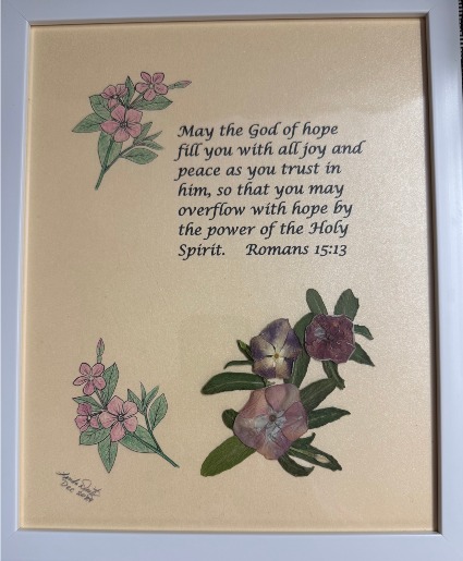 Vinca Flowers Pressed Framed Art