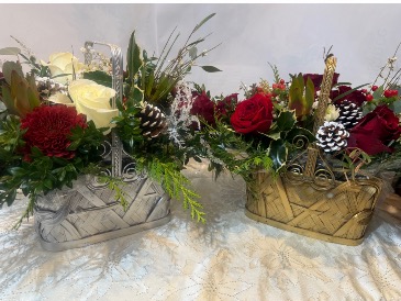 Vintage Christmas Basket Vivian's Special  in Byfield, MA | Anastasia's Flowers on Main