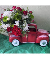 Vintage Christmas Blooms Truck Centerpiece truck 