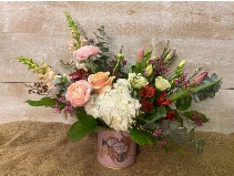 Vintage Romance  arrangement in Victorian I love you pot