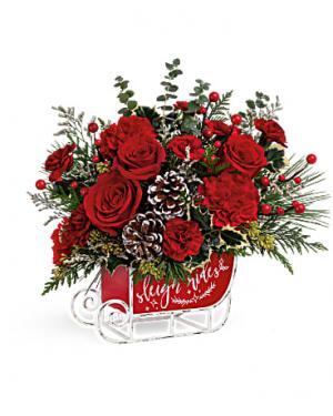 Vintage Sleigh Ride  centerpiece arrangement 