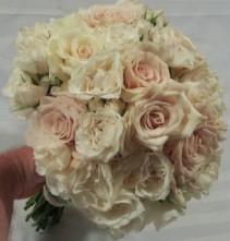 VINTAGE SOFT PINK AND IVORY ROSES AND SPRAY ROSES WEDDING BOUQUET
