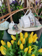 Vintage Tea Cup Bird Feeder 