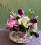 Vintage Tea Cup Flower Arrangement