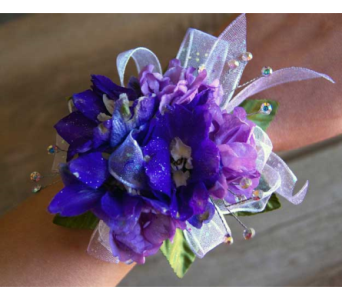 Violet and Blue Luxe Corsage wrist corsage