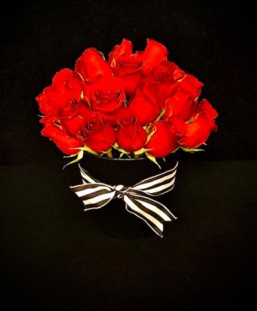 VIP Floral Red Roses in Black Container