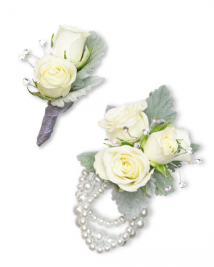 Virtue Corsage and Boutonniere Set Corsage/Boutonniere in Nevada, IA | Flower Bed Virtue Corsage and Boutonniere Set Corsage/Boutonniere in Nevada, IA | Flower Bed