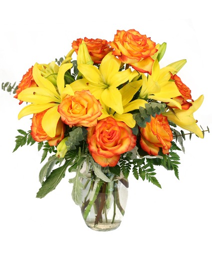 VIVID AMBER BOUQUET OF FLOWERS 