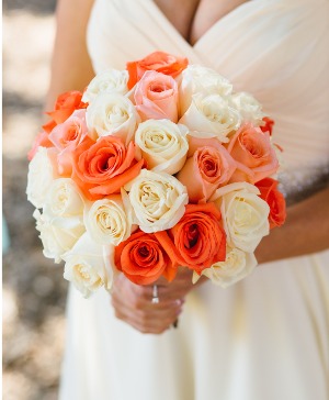 Vivid Coral Bridal Bouquet